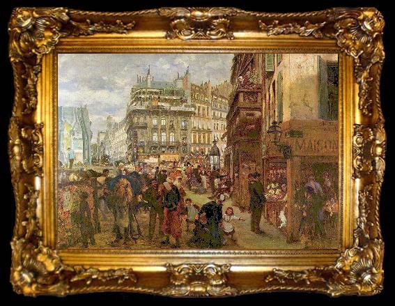 framed  Adolph von Menzel Weekday in Paris, ta009-2